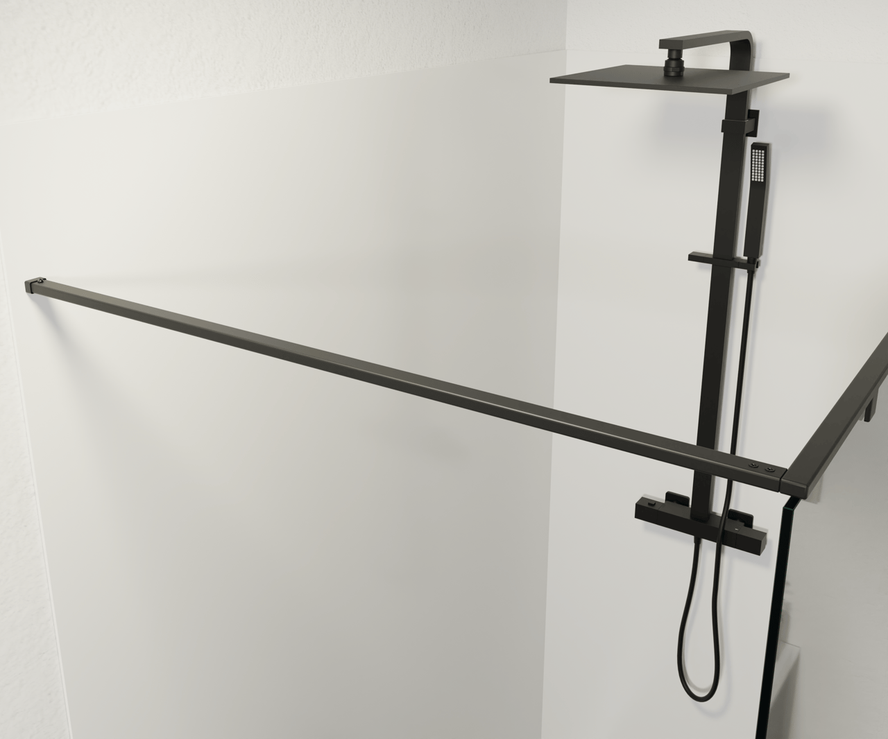 Balmani Modular inloopdouche 136 x 100 cm grijs glas mat zwart profiel