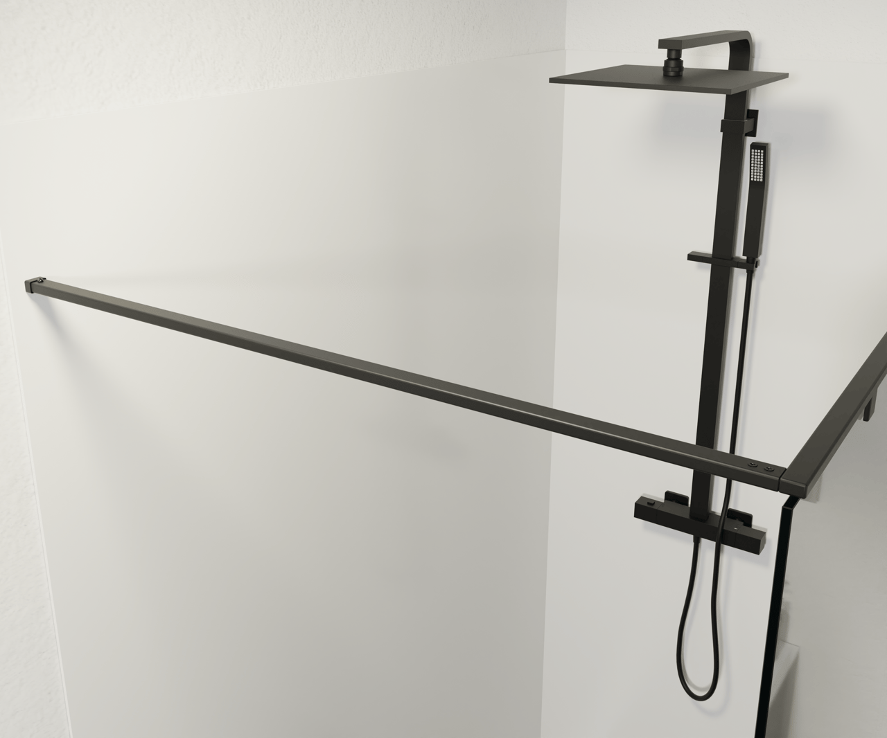 Balmani Modular inloopdouche 136 x 100 cm grijs glas mat zwart profiel