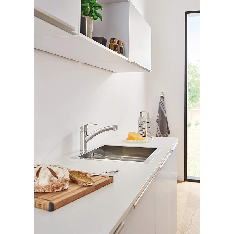Grohe Eurosmart keukenkraan met uittrekbare handdouche Supersteel