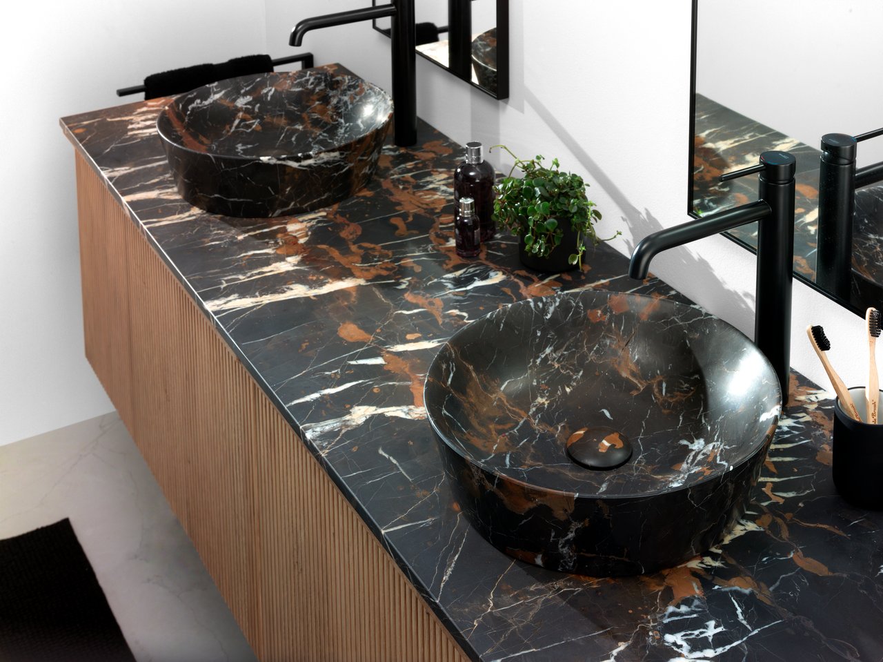 Balmani Stretto tablette simple ou double marbre Portoro Gold 180 x 55 cm