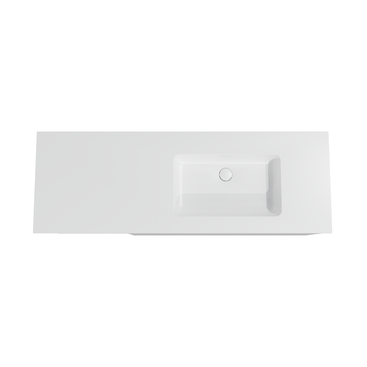 Storke Edge hängendes Möbelstück Set: 150 x 52 cm, Weiß glänzend, mit Mata Waschtisch rechts, Solid Surface Weiß matt