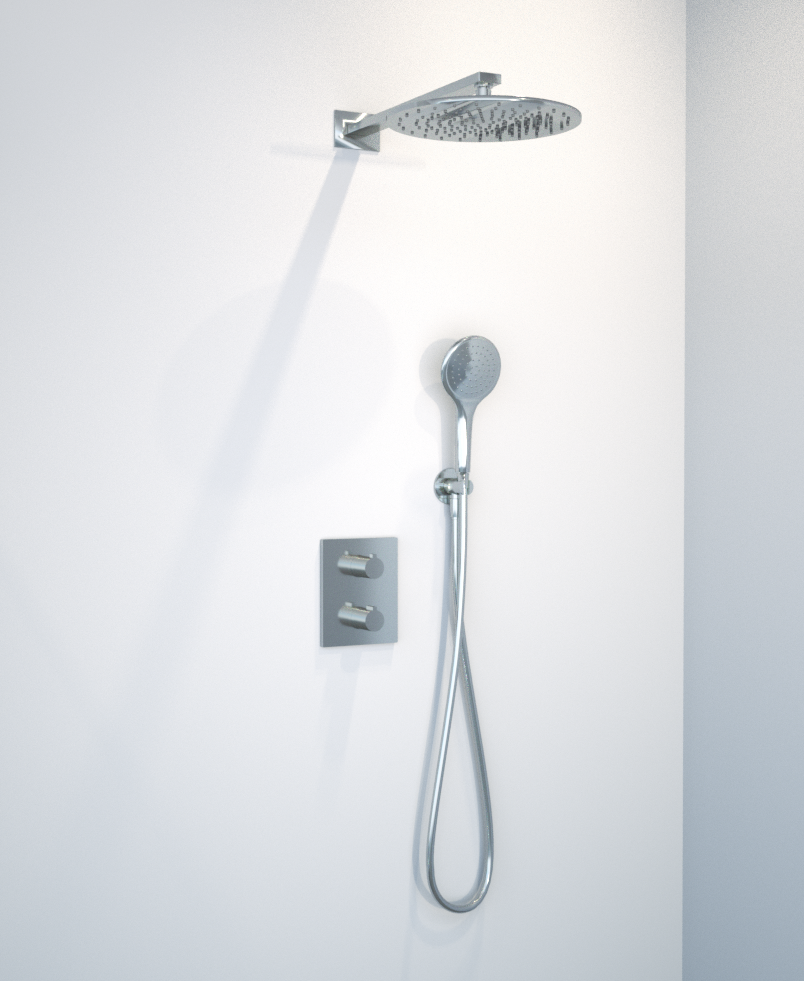 Blaufoss Smartbox De Luxe thermostatische inbouw regendoucheset met ronde regendouchekop 30 cm Glanzend Chroom