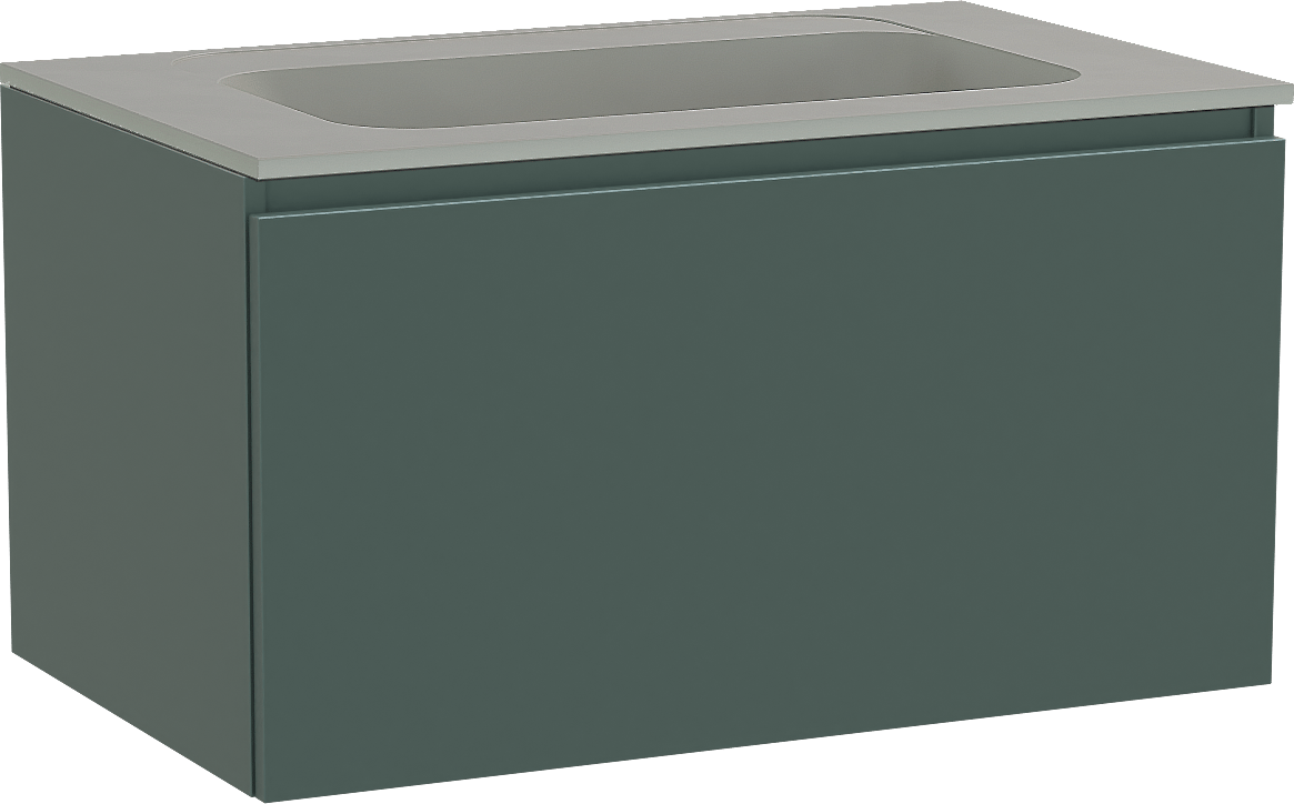 Balmani Sfera meuble salle de bains suspendu 90 x 55 cm forest avec Tablo Strada plan simple en marbre composite soie grise