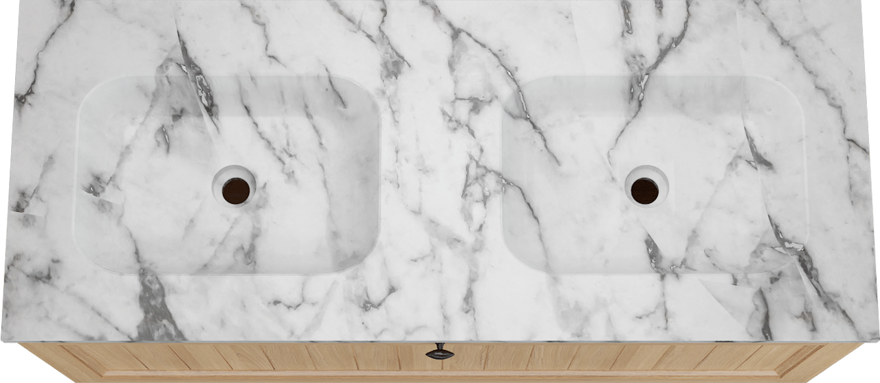 Balmani Lemon meuble salle de bains suspendu 135 x 55 cm, placage chêne naturel avec Tablo Arcato double vasque en carrara