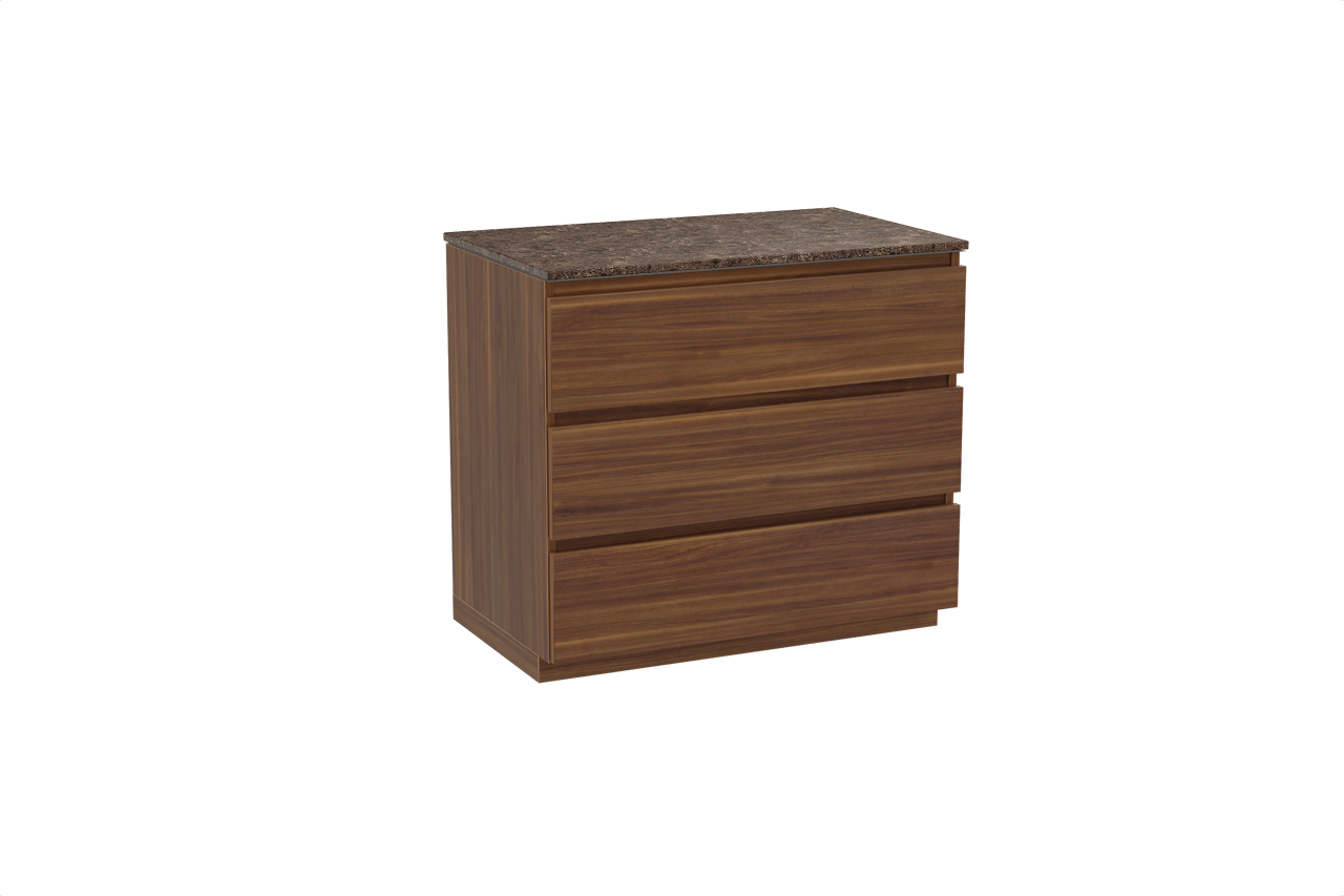 Balmani Lucida Badmöbel Set mit Stretto Waschtischplatte für Aufsatzwaschbecken