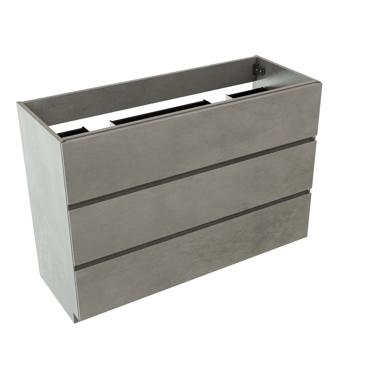 Storke Edge staande wastafelonderkast 120 x 46 cm beton donkergrijs 3 lades 2 sifonuitsparingen