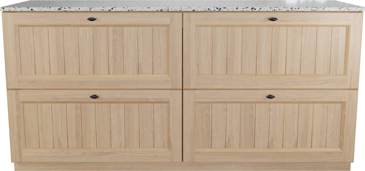 Balmani Lemon meuble salle de bains à poser 180 x 55 cm, placage chêne naturel avec Stretto tablette simple ou double en blanc/noir mat terrazzo