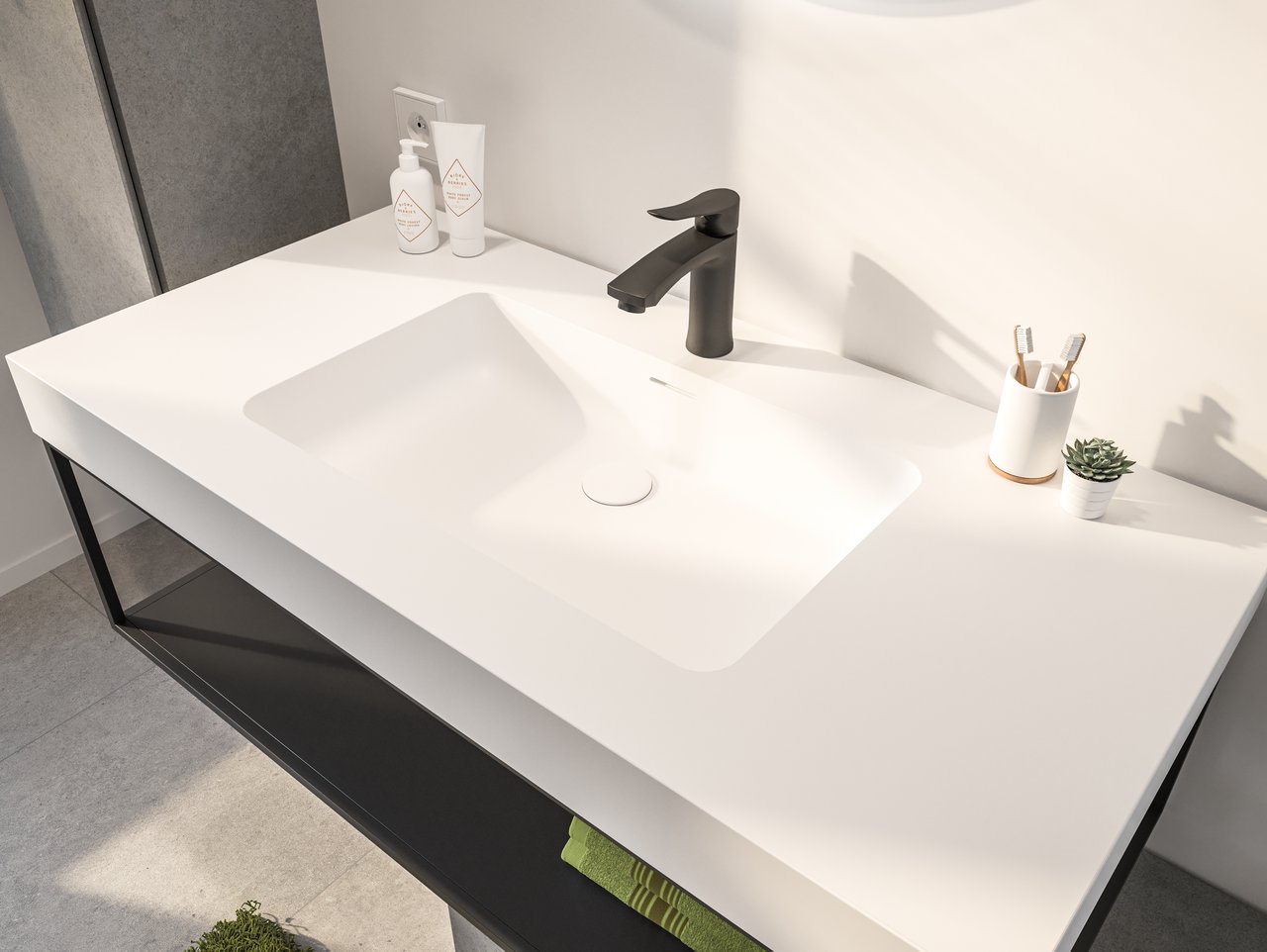 Storke Mata High enkele wastafel matte Solid Surface 106 x 52 cm