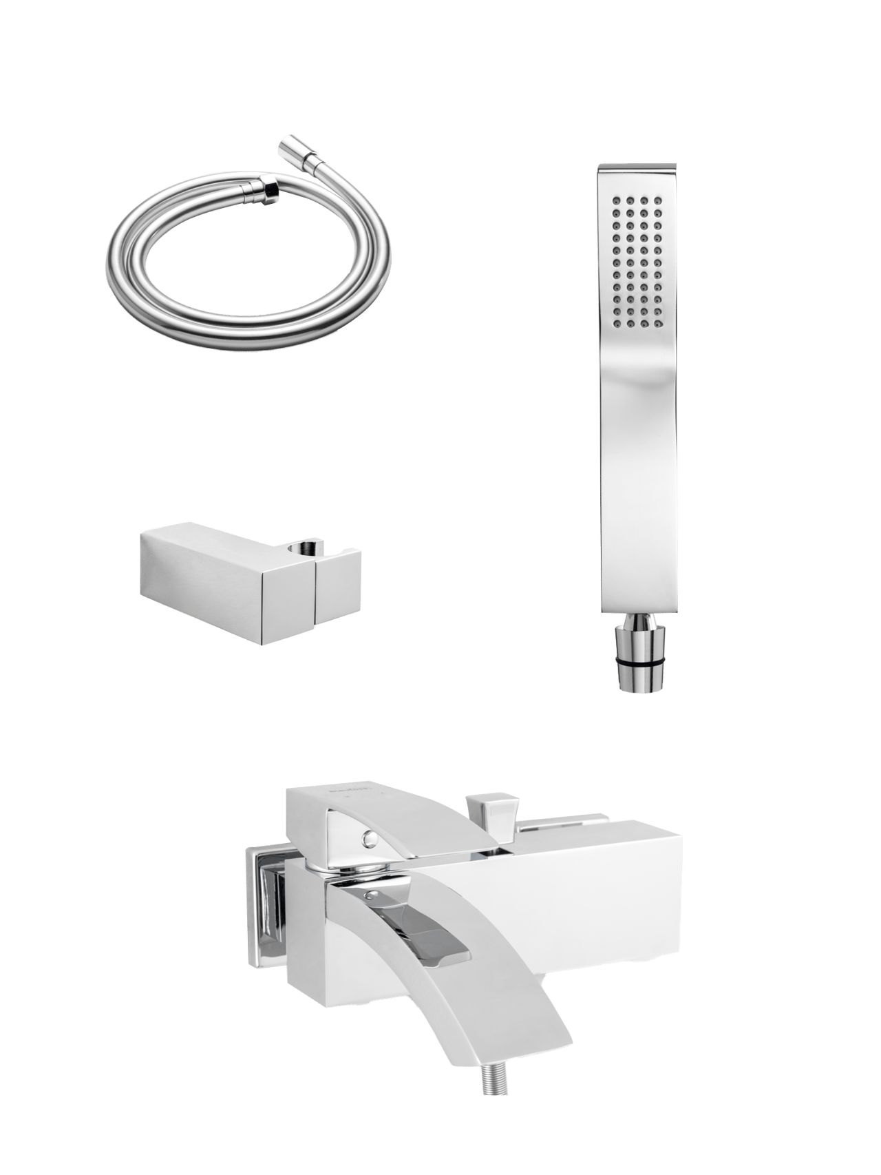 Blaufoss Miniato Badewannenarmatur: Mischarmatur, Wandmontage, Chrom glänzend