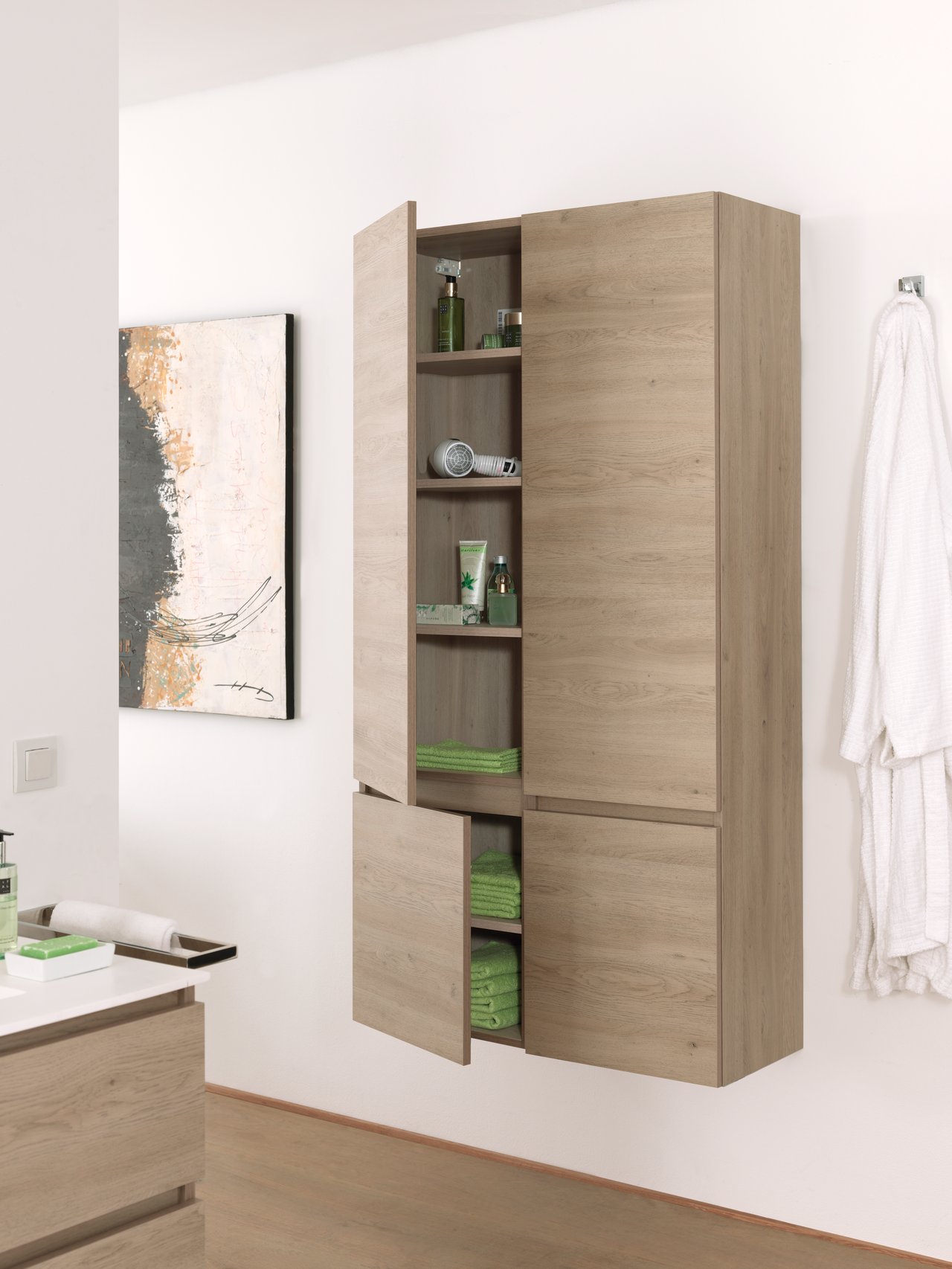 Balmani Cubo/Lucida colonne salle de bains suspendue à gauche chêne vieilli 45 x 35 x 169 cm