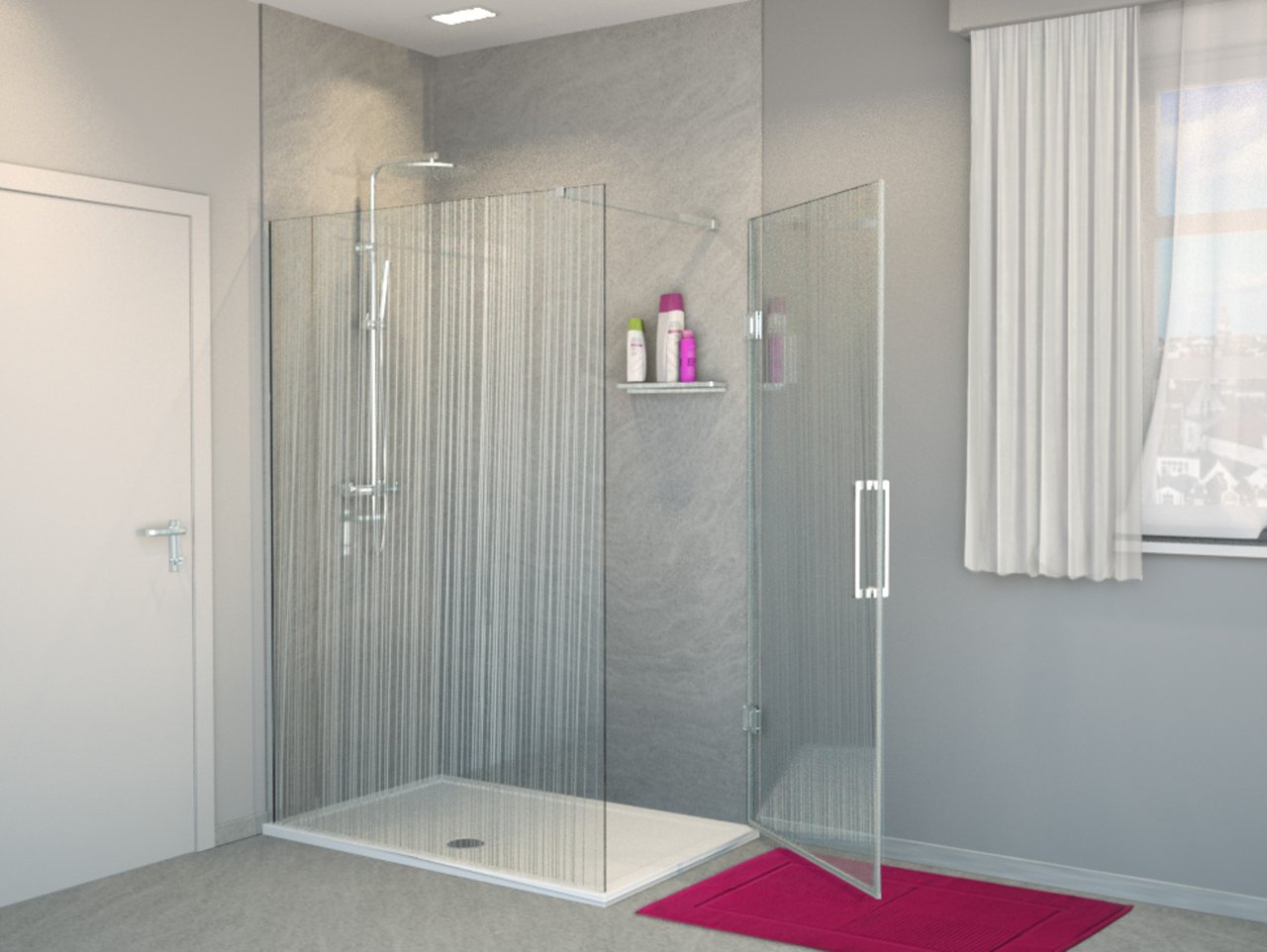 Balmani Modular inloopdouche met rechtse deur 120 x 200 cm mikado glas glanzend chroom profiel