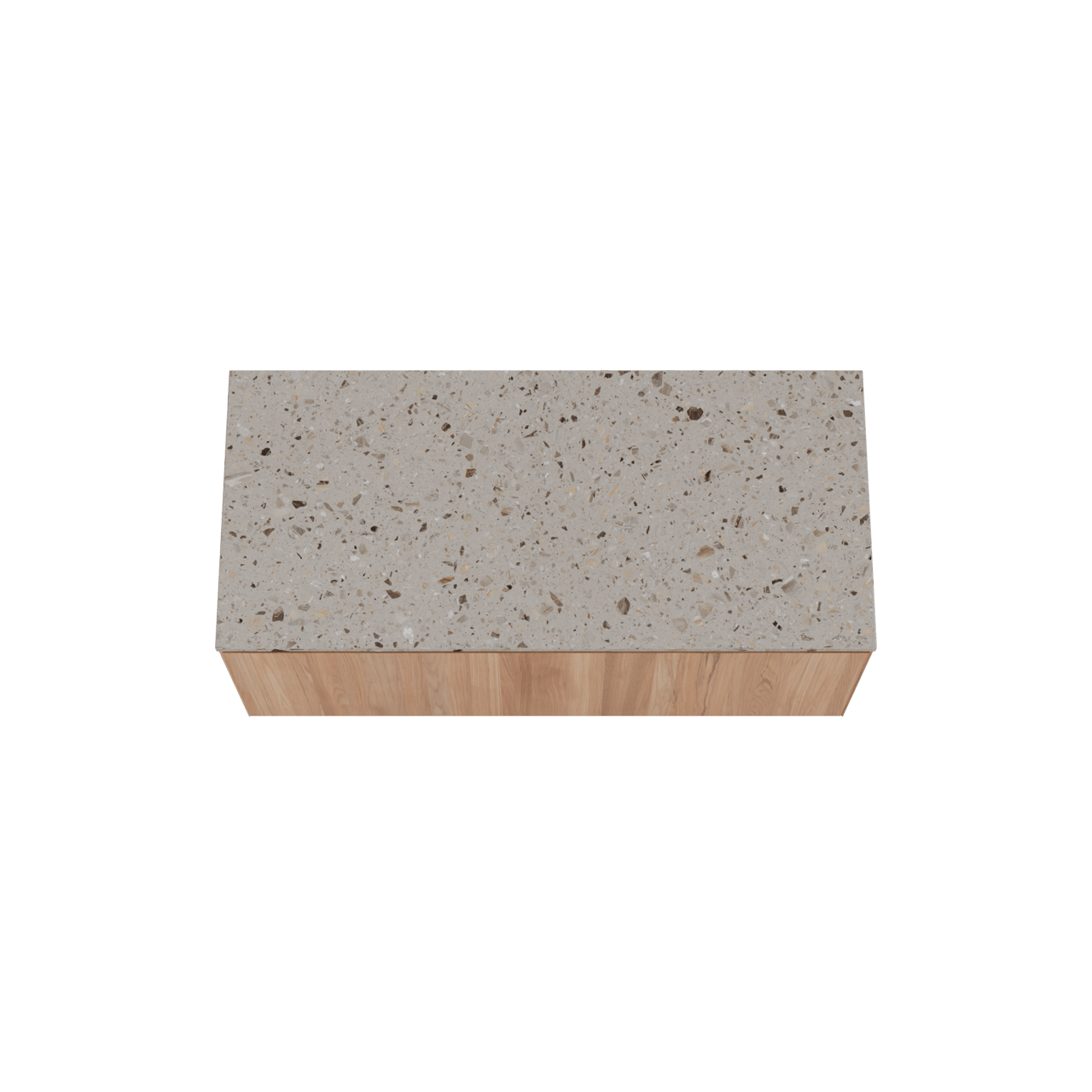 Balmani Idra zwevend badmeubel 120 x 55 cm teakhout met Stretto enkel of dubbel wastafelblad in terrazzo greige terrazzo