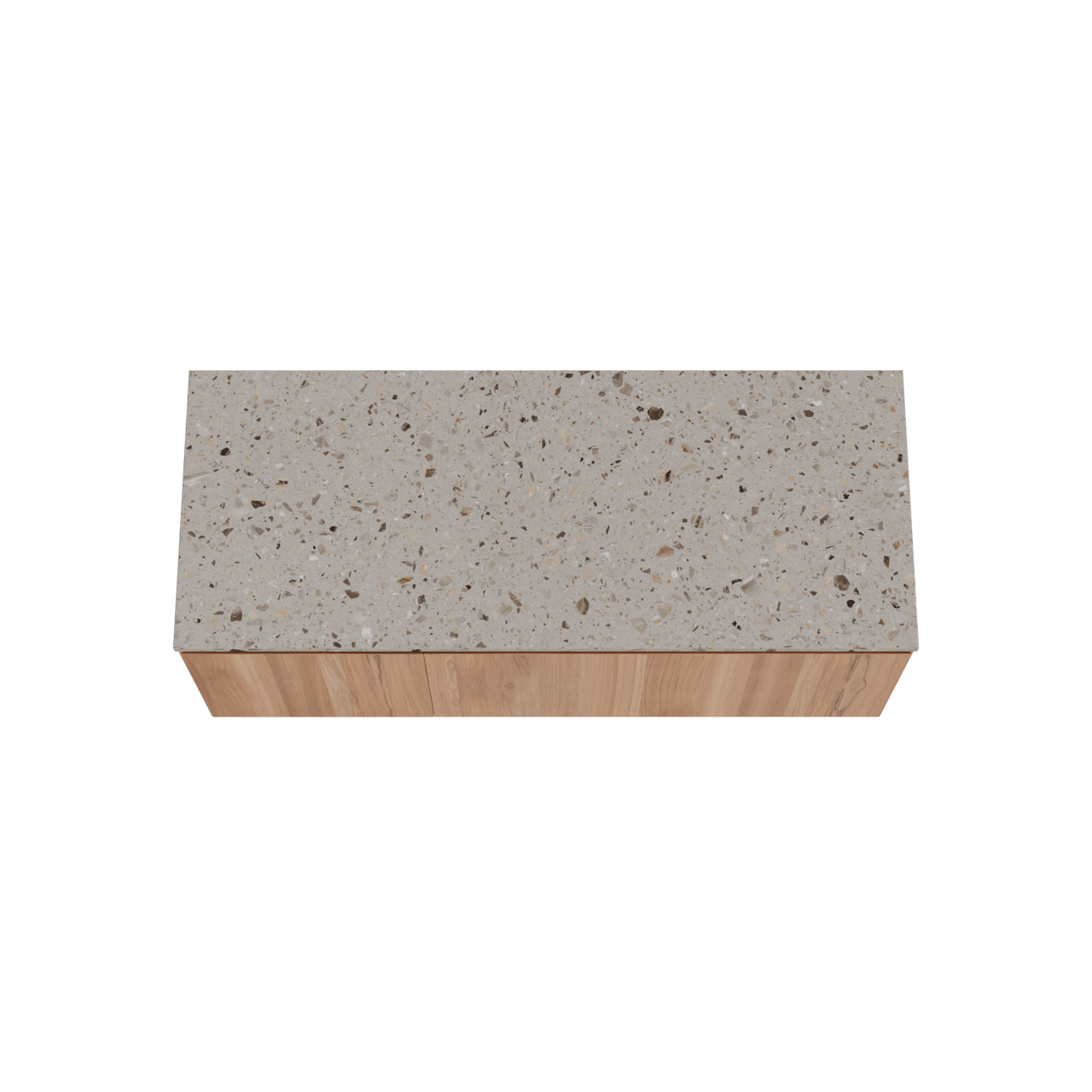 Balmani Idra meuble salle de bains suspendu 135 x 55 cm teck avec Stretto tablette simple ou double en terrazzo greige terrazzo