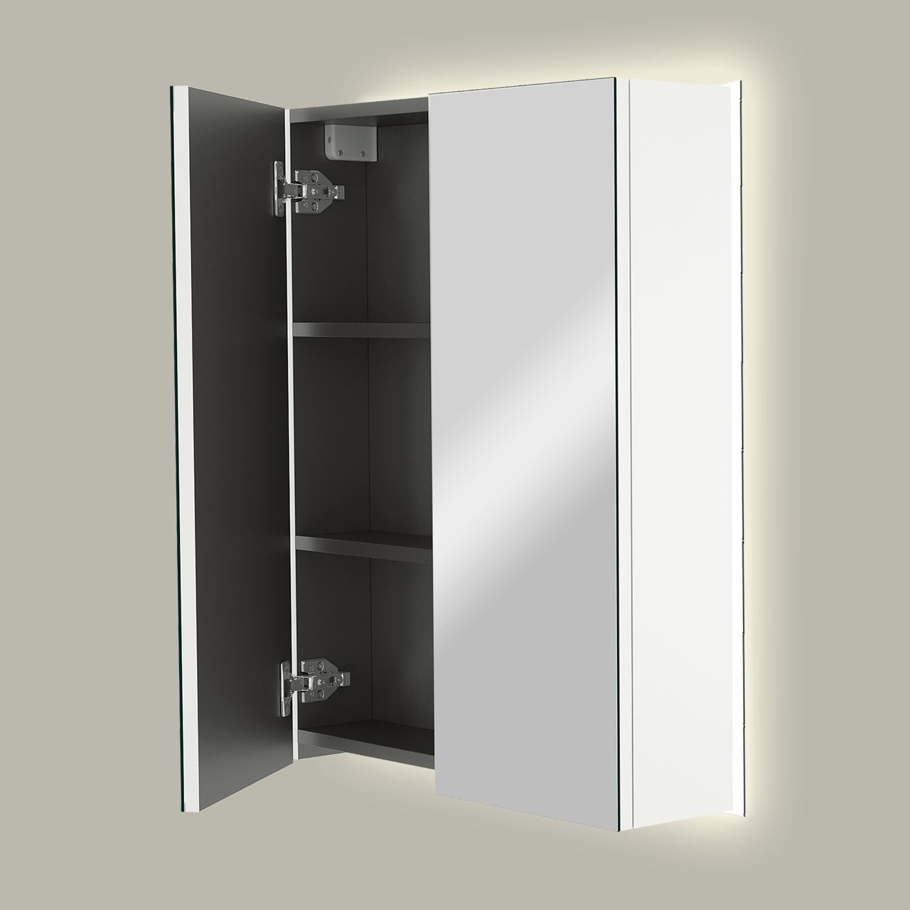 Linie Montro spiegelkast 60 x 75 cm hoogglans wit met spiegelverlichting