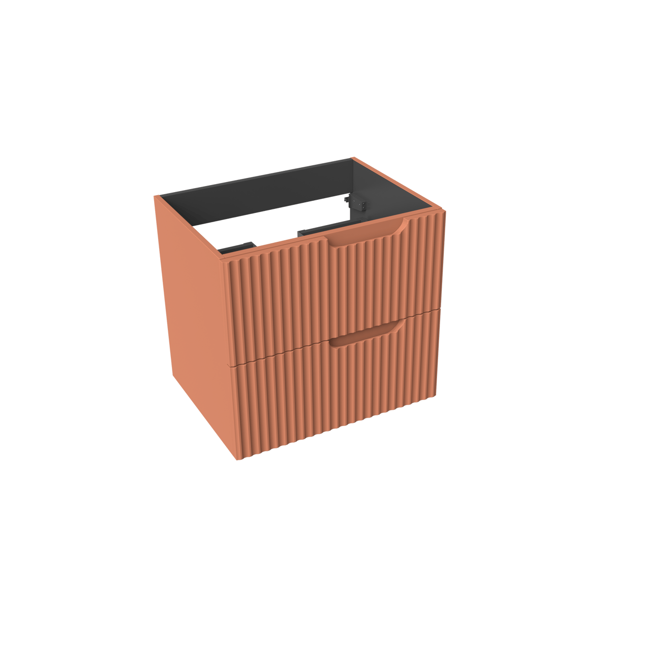 Linie Ribbo hängender Waschbeckenunterschrank: 60 x 46 cm, Cotto, 2 Schubladen