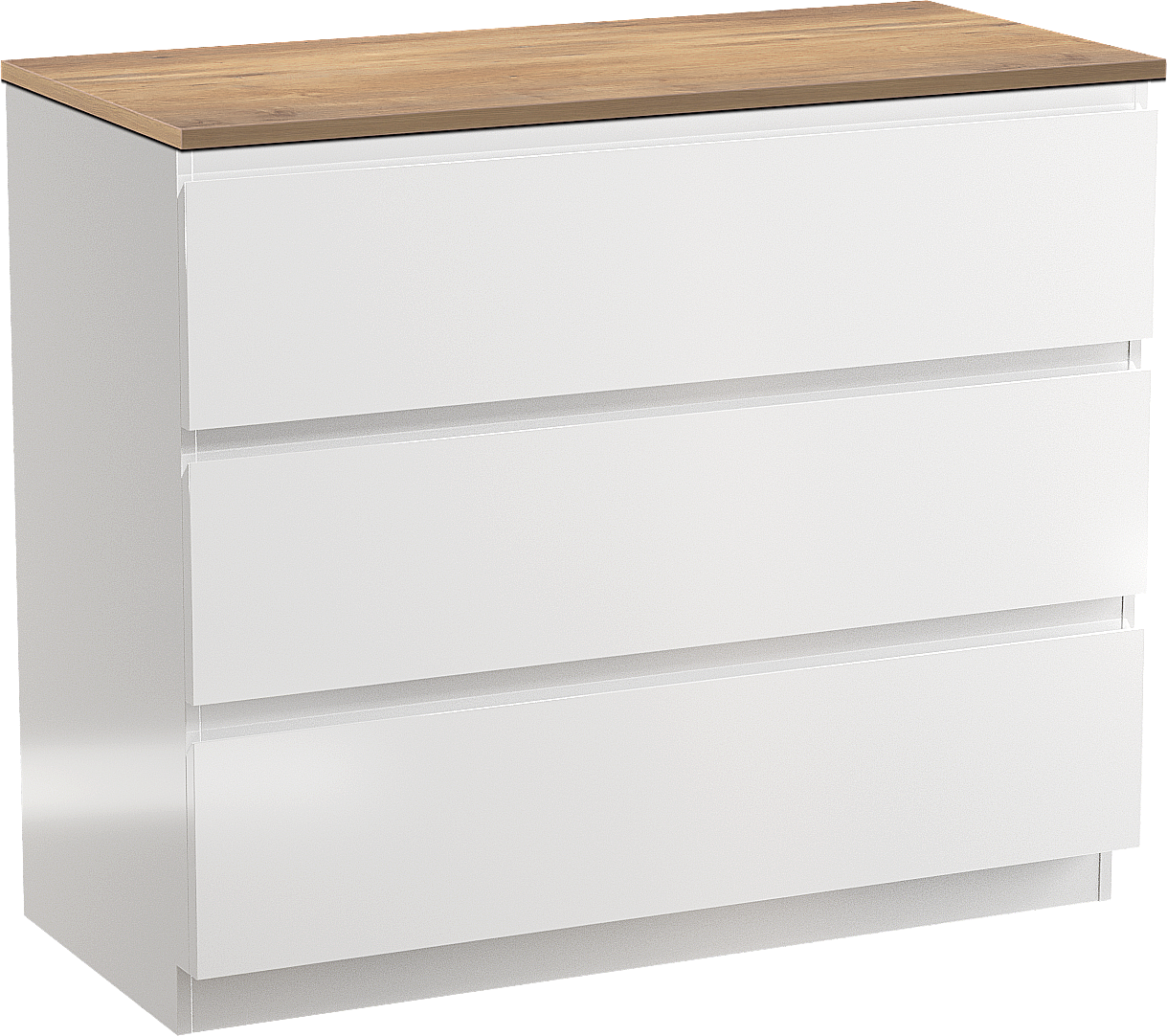 Linie Lado staand badkamermeubel 100 x 46 cm glanzend wit met Lado enkel of dubbel tablet in melamine natuur eik