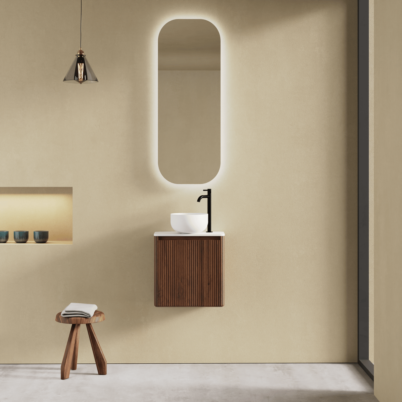 Balmani Fara Stretto waschtischplatten 45 x 22 cm Mattweiße Solid Surface