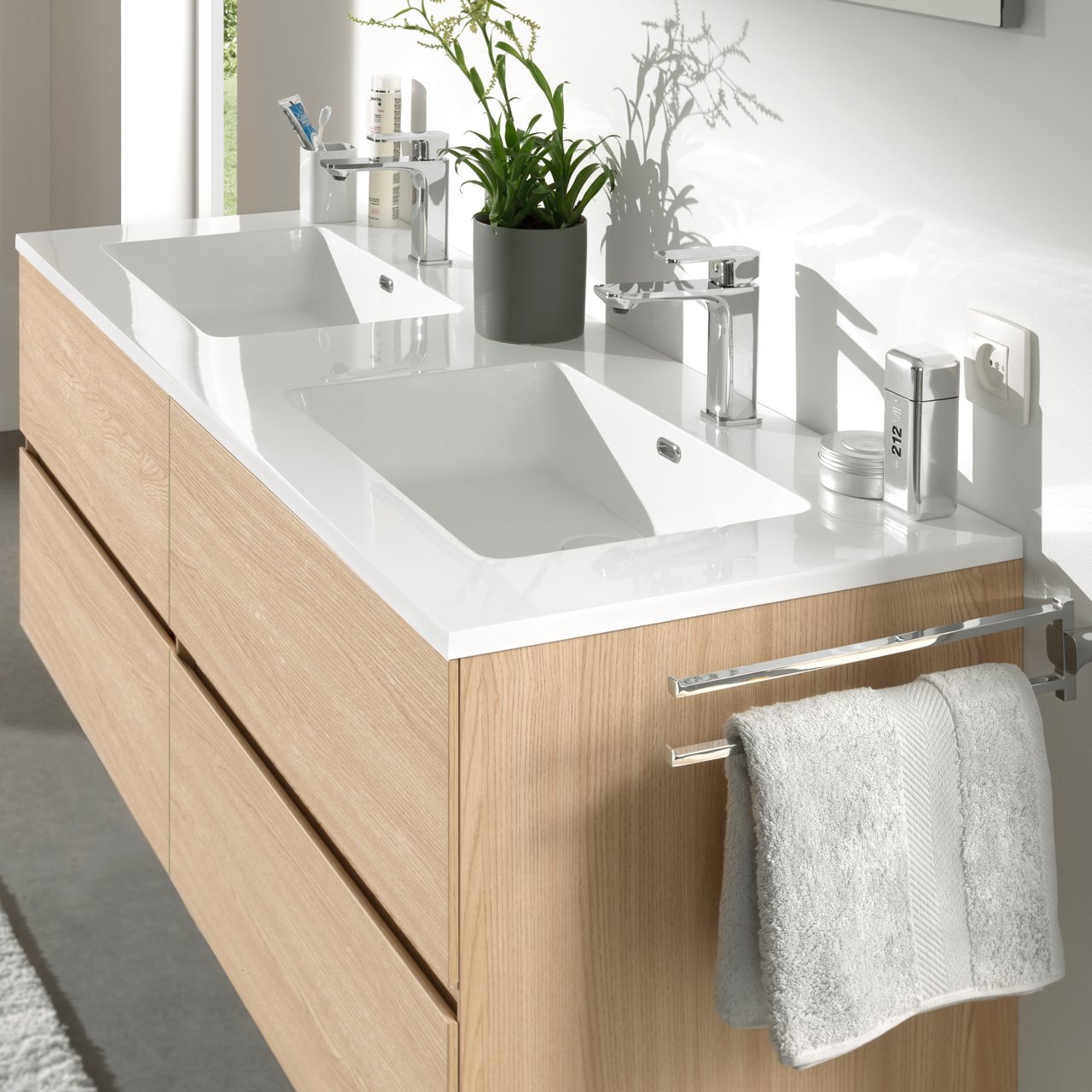 Storke Diva dubbele wastafel glanzend composiet marmer 150 x 52 cm