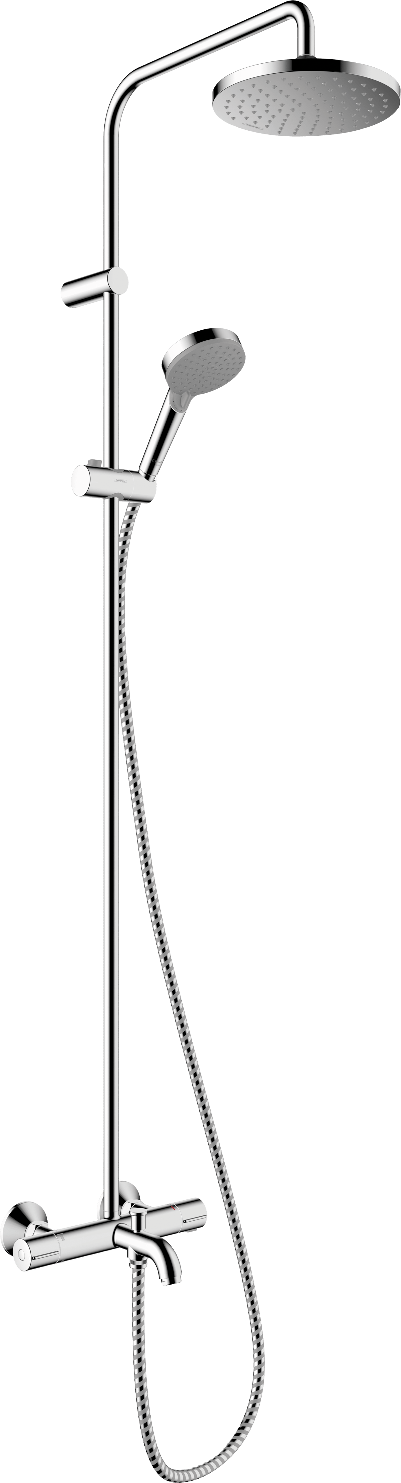 Hansgrohe Vernis Blend colonne de douche de pluie avec robinet de baignoire thermostatique Chrome Brillant