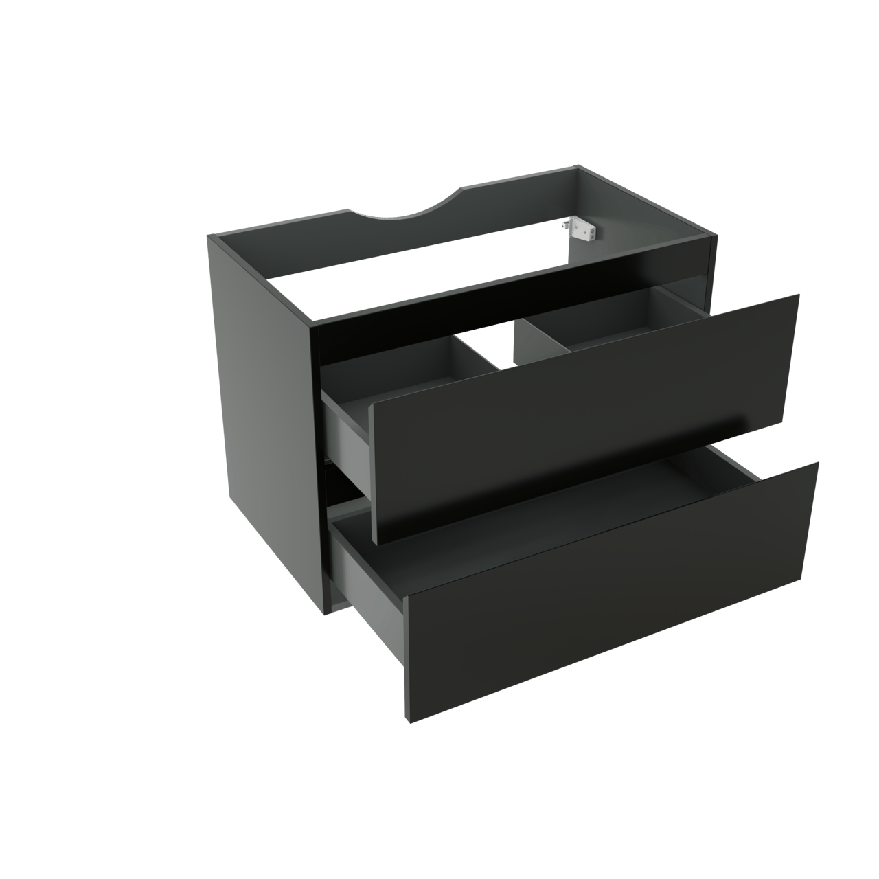 Linie Lado hängender Waschbeckenunterschrank: 80 x 46 cm, Schwarz Matt, 2 Schubladen