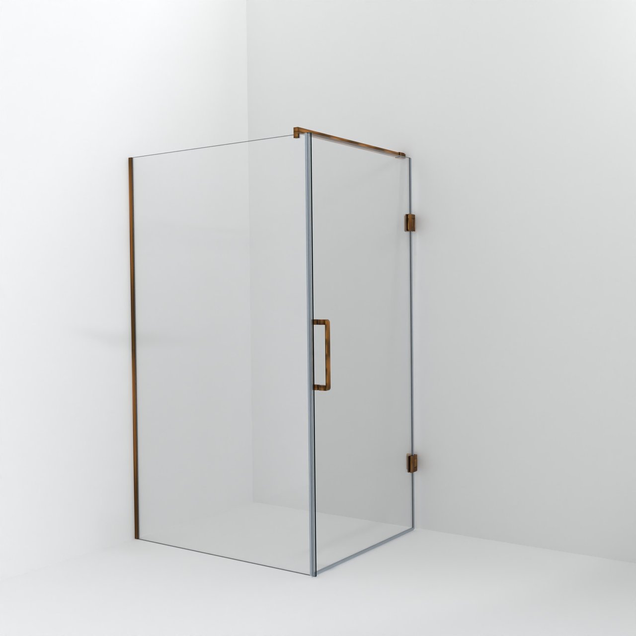 Balmani Modular douche à l'italienne avec porte: 120 x 200 cm avec porte 100 cm, Verre transparent, Profil Brushed Rosegold