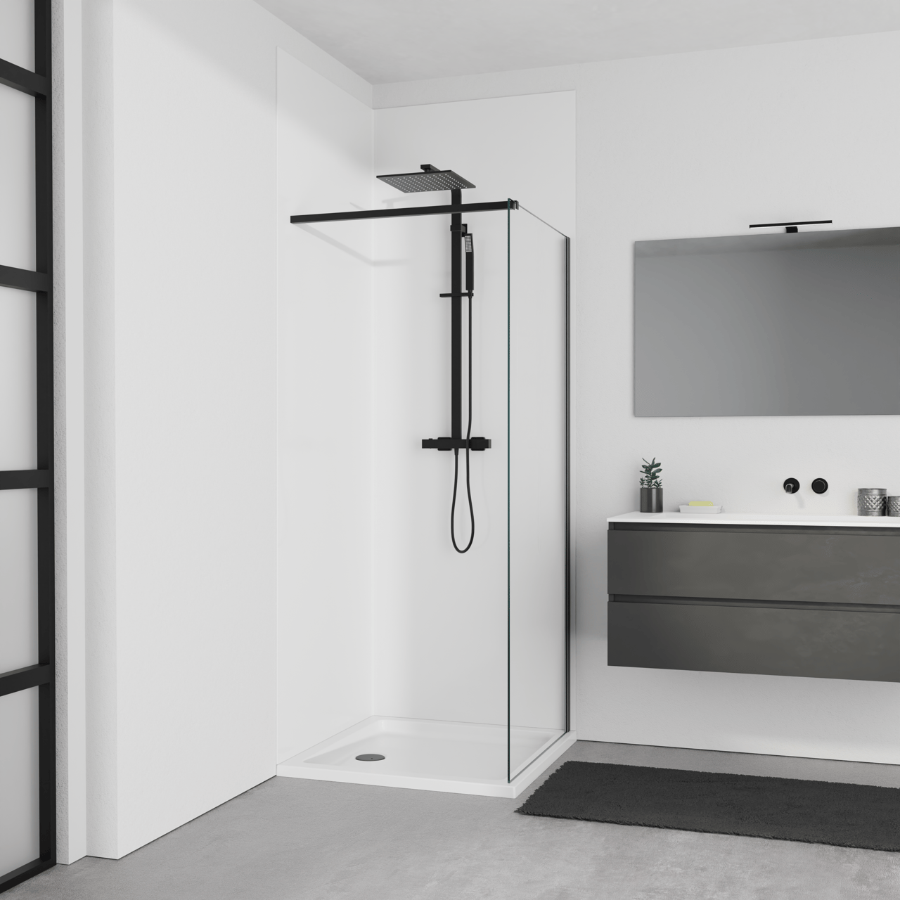 Linie Wall panneaux muraux de douche 90 x 90 x 260 cm acrylique blanc brillant