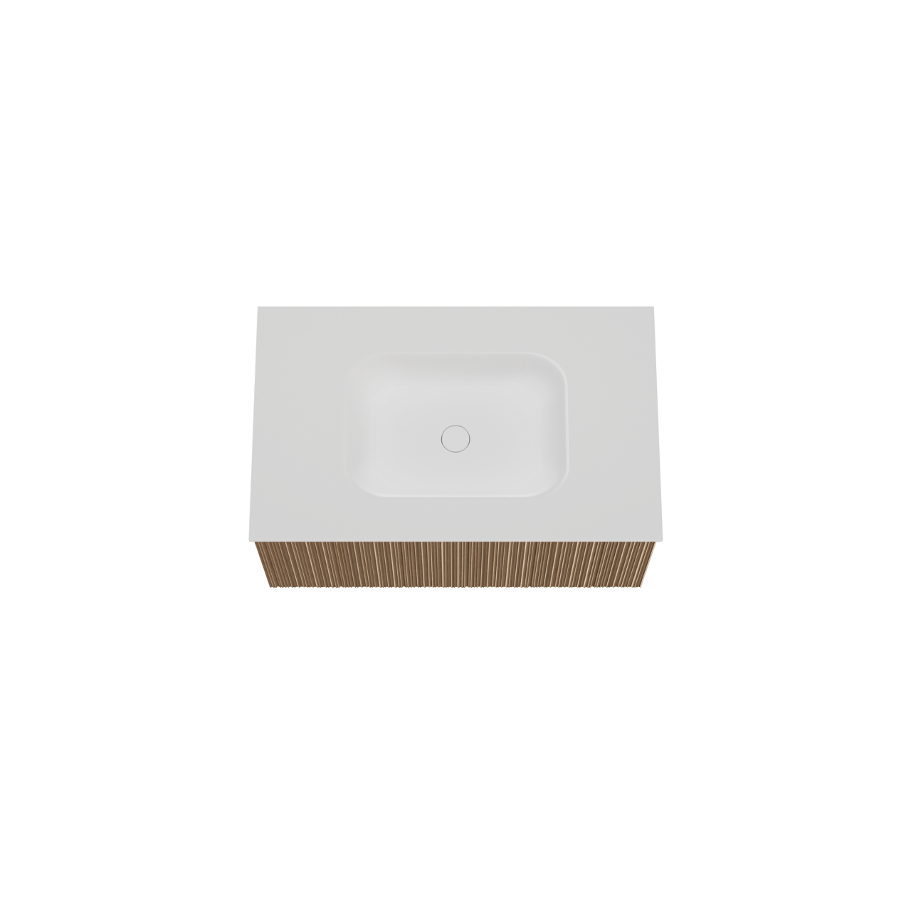 Balmani Forma meuble salle de bains suspendu 90 x 55 cm chêne naturel avec Tablo Arcato plan simple en solid surface blanc mat, Nervure circulaire asymétrique verticale