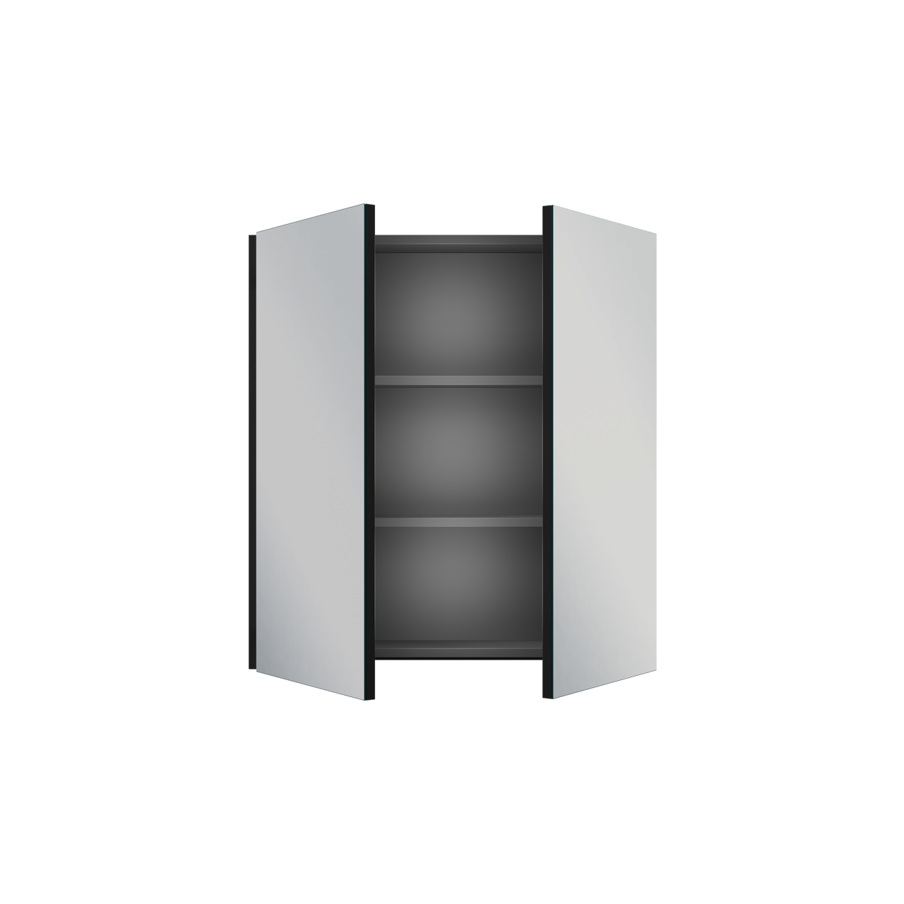 Linie Montro Spiegelschrank Bad: 70 x 75 cm, Schwarz Matt