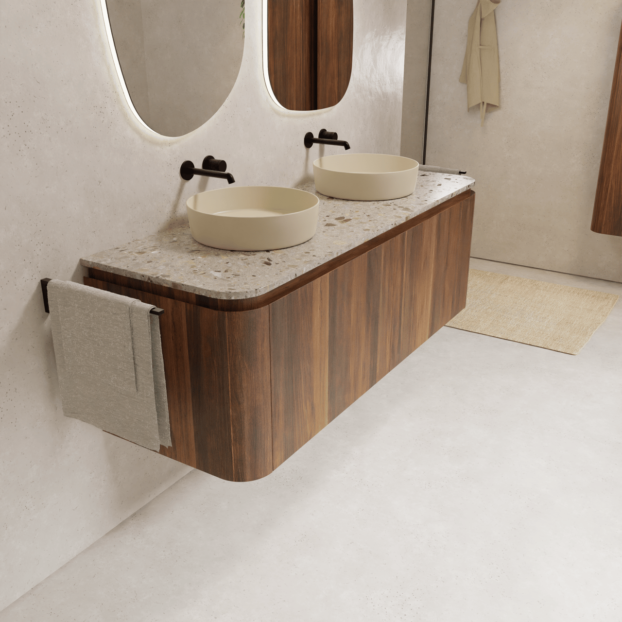 Balmani Moon tablette simple ou double terrazzo greige 160 x 55 cm