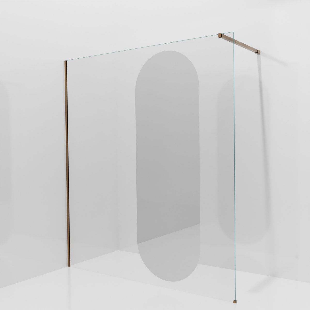 Balmani Modular inloopdouche: 180 x 200 cm, Reflex ovaal spiegelglas, Brushed Rosegold profielen