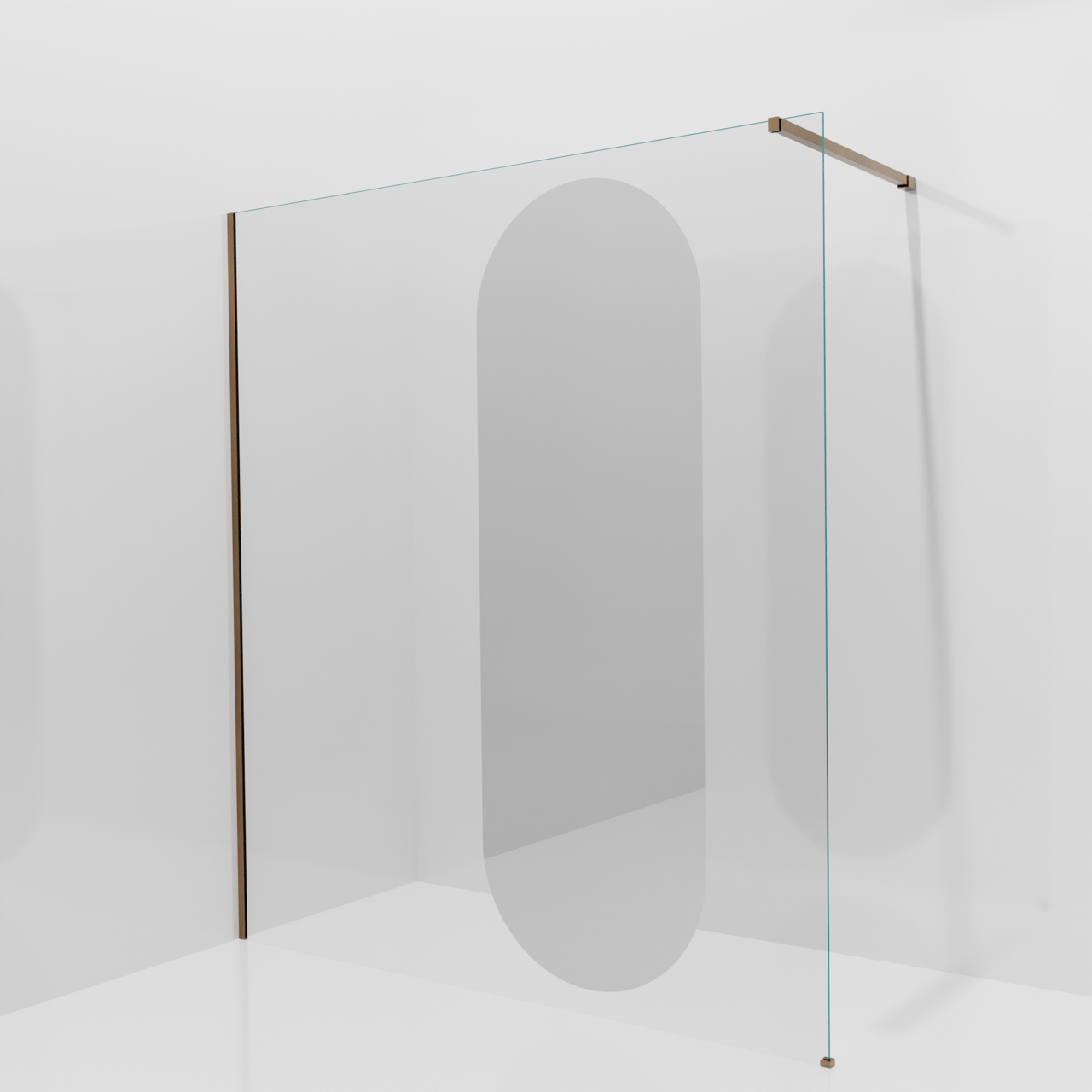 Balmani Modular Walk-In Dusche: 180 x 200 cm, Reflex-Spiegelglas Oval, Profil Brushed Rosegold