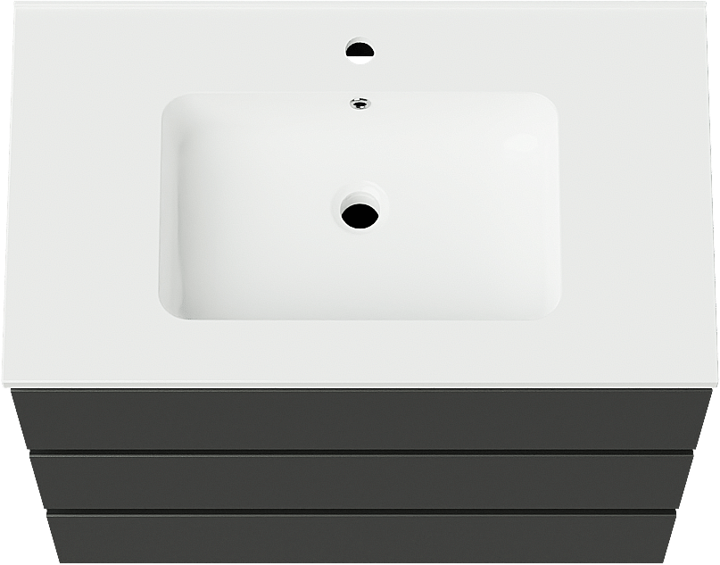 Linie Lado staand badmeubel 80 x 46 cm mat zwart met Vano enkele wastafel in composietmarmer hoogglans wit