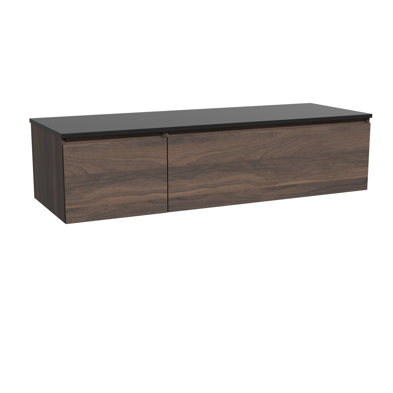 Storke Edge hängendes Möbelstück Set: 150 x 52 cm, Nussbaum, mit Panton Einzel- oder Doppel Waschtischplatte, Pulverbeschichtetes MDF Schwarz matt