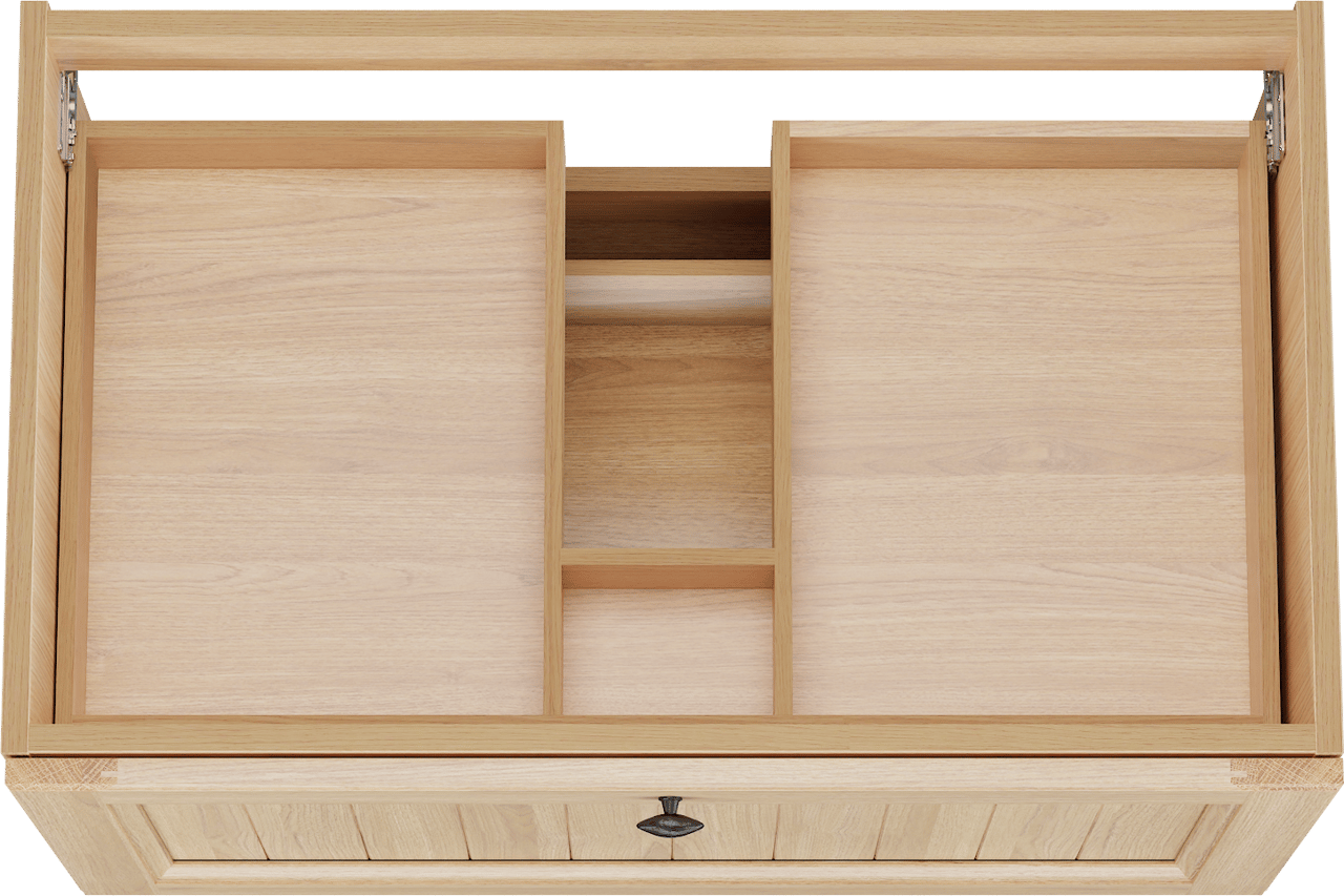 Balmani Lemon hängender Waschbeckenunterschrank: 90 x 55 cm, Naturbelassene Eiche Furnier, 2 Schubladen