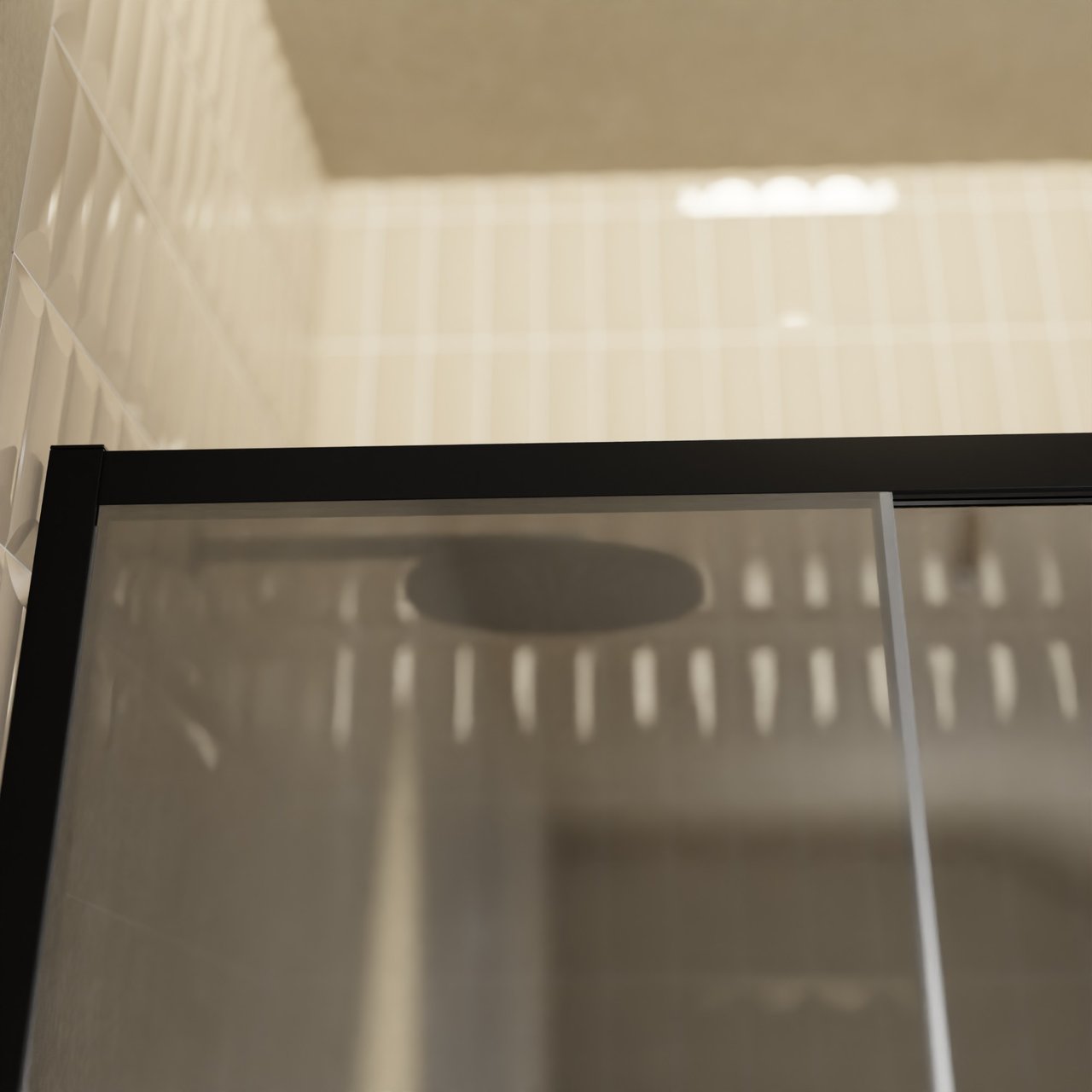 Balmani Senses Design porte coulissante à droite 120 cm x 210 cm verre Miroir Reflex, Profil noir