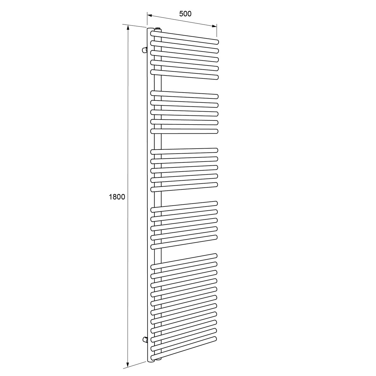 UNIQUEMENT POUR ALLEMAGNE - Vipera Nevada sèche-serviettes simple 50 x 180 cm chauffage électrique noir mat raccordement latéral 847W, résistance incluse