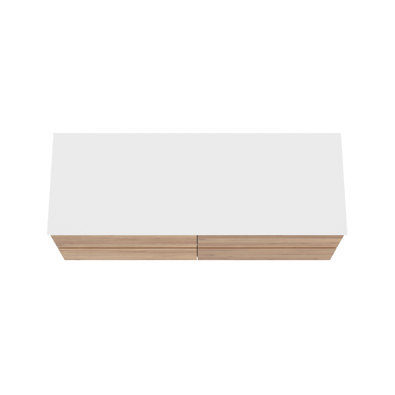 Balmani Lucida meuble salle de bains suspendu 150 x 55 cm teck avec Stretto tablette simple ou double en solid surface blanc mat