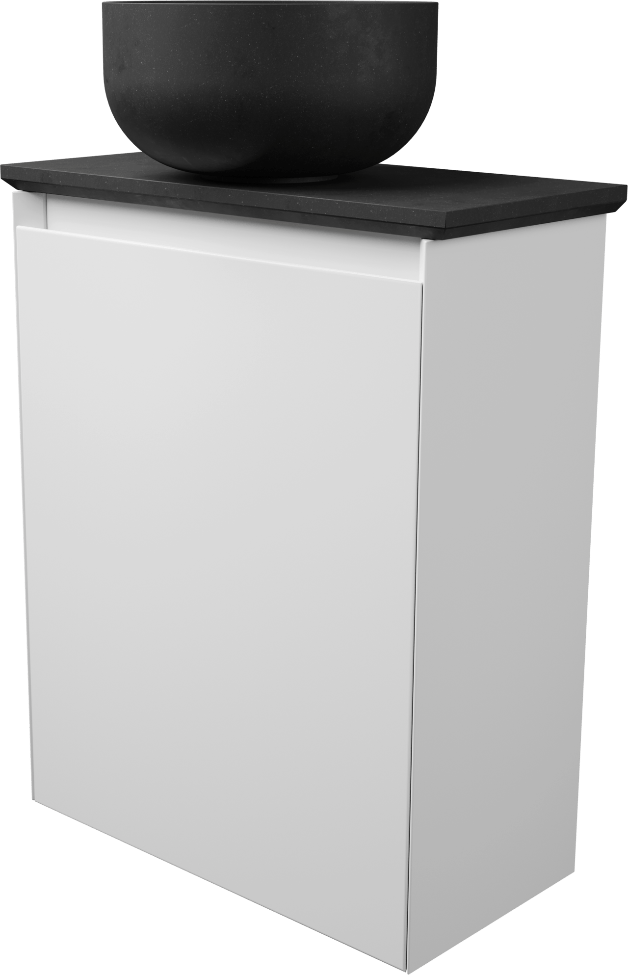 Balmani Mitra meuble wc suspendu 42 x 21 cm blanc mat avec Facetta tablette et Bowl vaque à poser en granite aiguisé