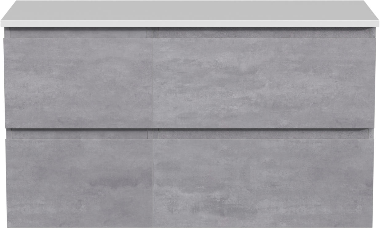 Linie Lado hängendes Möbelstück Set: 100 x 46 cm, Beton dunkelgrau, mit Lado Einzel- oder Doppel Waschtischplatte, Marmorkomposit Weiß glänzend
