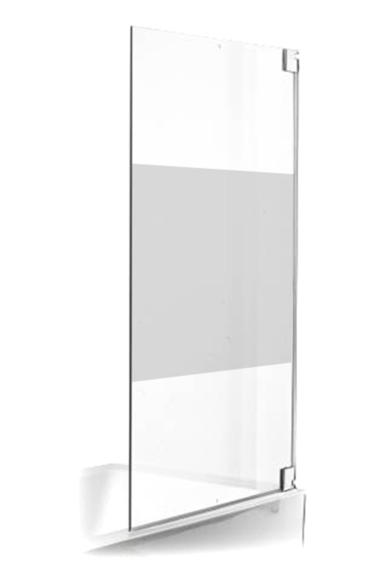 Luca Varess Pure enkele badwand 90 cm helder glas met matte strook glanzend chroom profiel