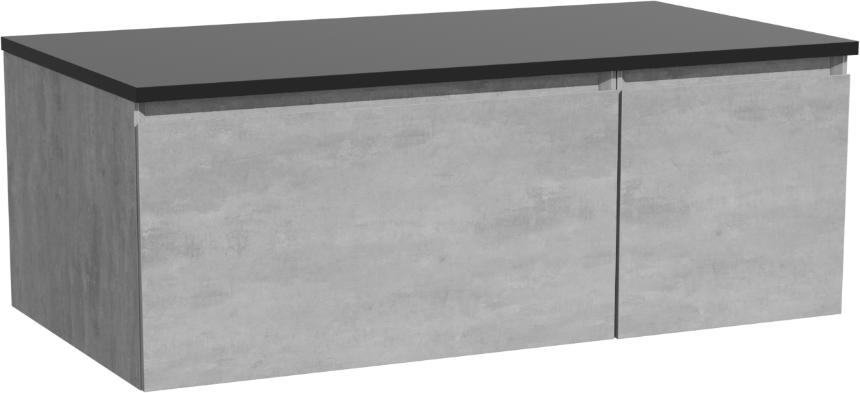 Storke Edge meuble salle de bains suspendu 100 x 52 cm béton gris foncé avec Panton tablette simple en mdf enduit de poudre noir mat