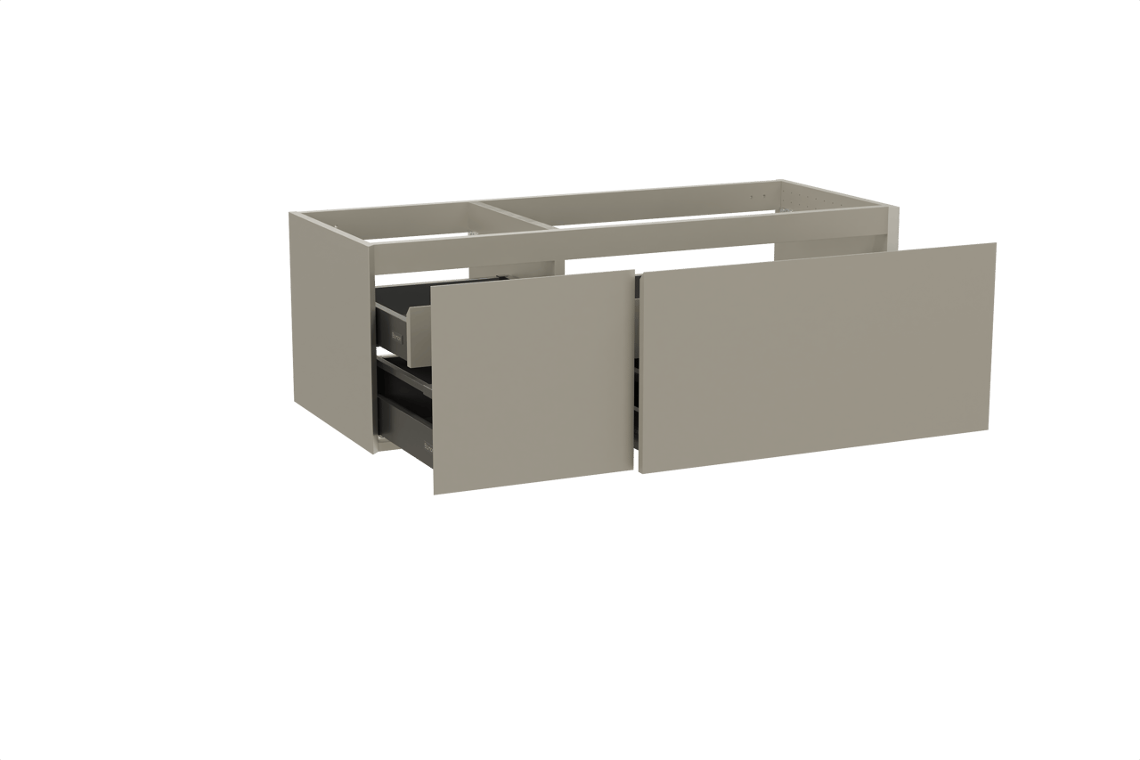 Balmani Idra hängender Waschbeckenunterschrank: 135 x 55 cm, asymmetrisch rechts, Stein Grau, 4 Schubladen