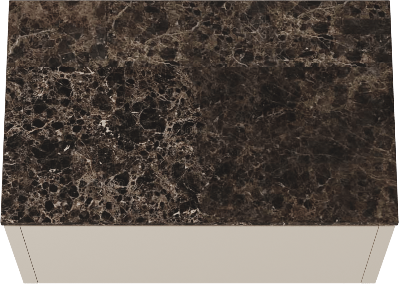 Balmani Eclips hängendes Möbelstück Set: 90 x 55 cm, Sandbeige, mit Stretto Einzel Waschtischplatte Marmor Dark Emperador