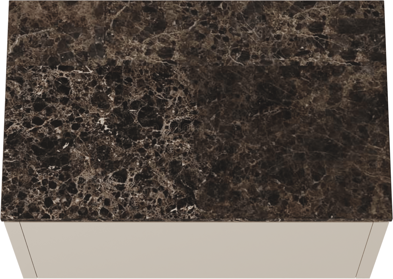 Balmani Eclips zwevend badkamermeubel 90 x 55 cm Sandbeige met Stretto enkel tablet in Dark Emperador marmer