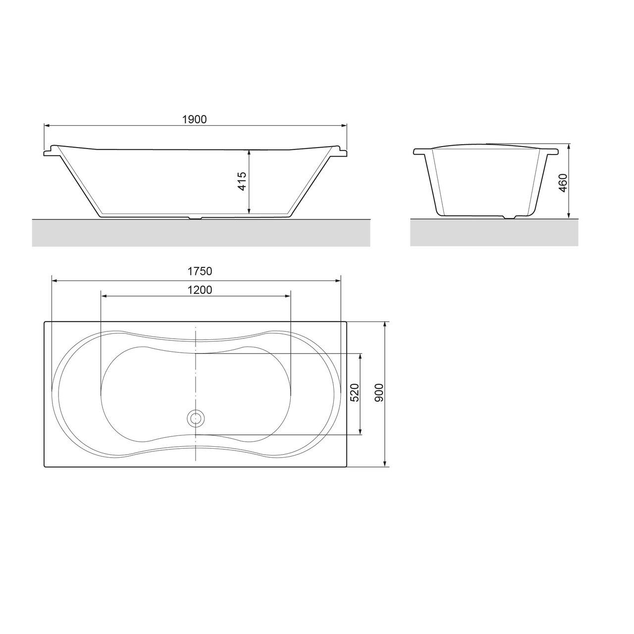 Luca Varess Trasime baignoire encastrable duo 190 x 90 cm acrylique Blanc Brillant