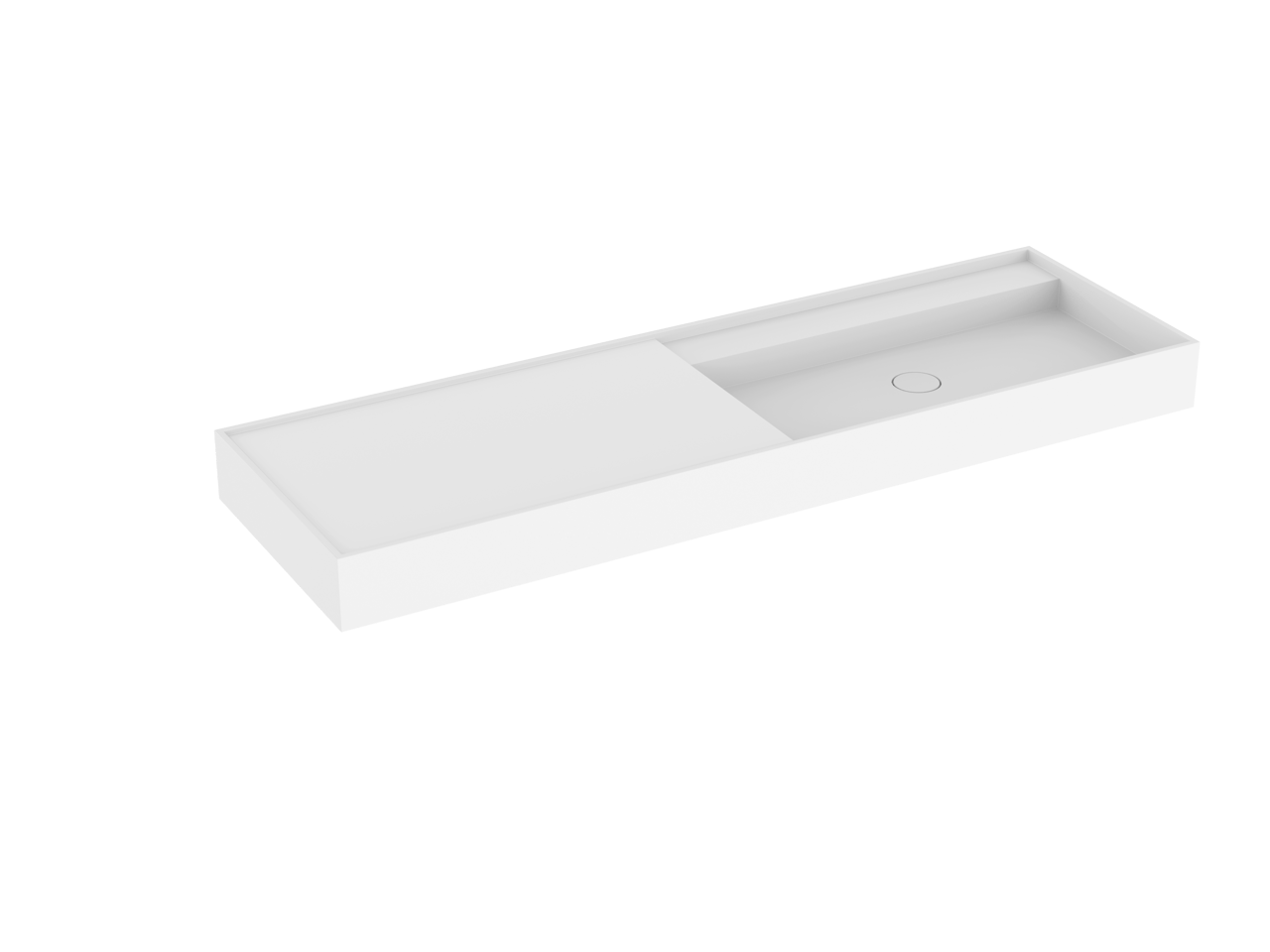 Balmani Cubo plan vasque asymétrique à droite mat Solid Surface 160 x 49 cm