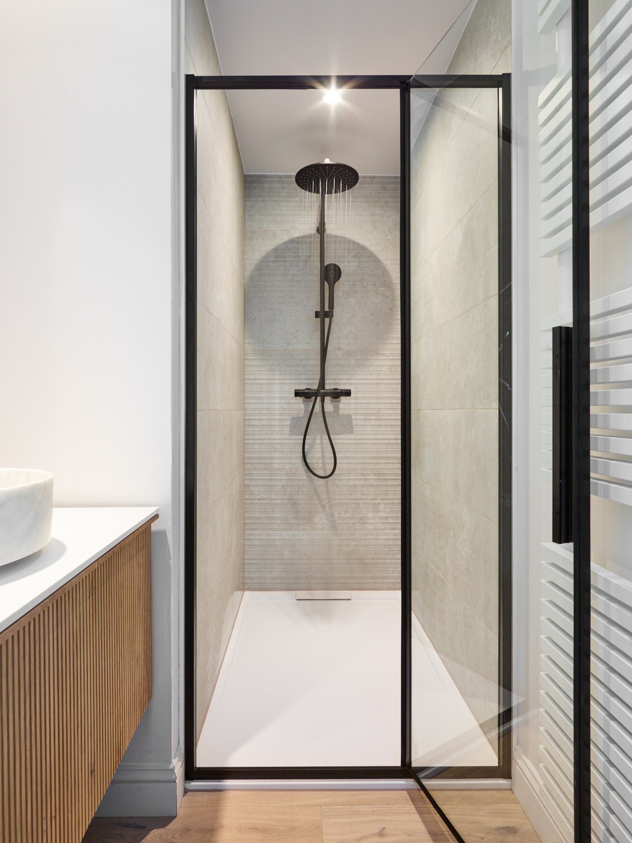 Luca Varess Morano douche draaideur 100 x 190 cm helder glas mat zwart profiel