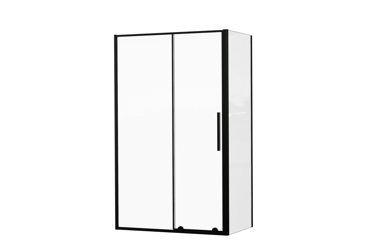 Luca Varess Morano douchehoek met schuifdeur en vaste zijwand 120 x 70 cm helder glas mat zwart profiel