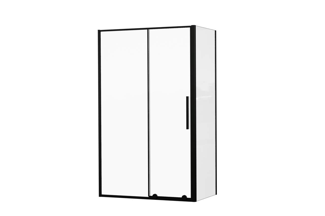 Luca Varess Morano douchehoek met schuifdeur en vaste zijwand 120 x 70 cm helder glas mat zwart profiel