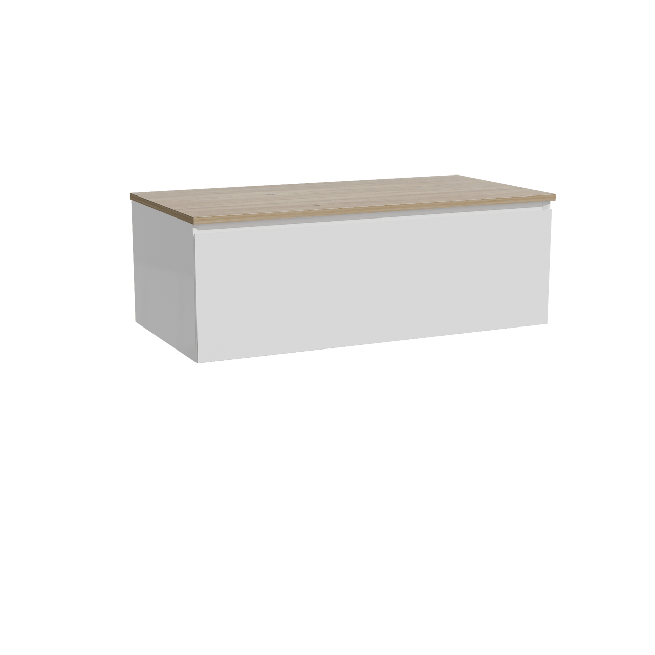 Storke Edge zwevend badkamermeubel 105 x 52 cm glanzend wit met Panton enkel tablet in melamine ruwe eik